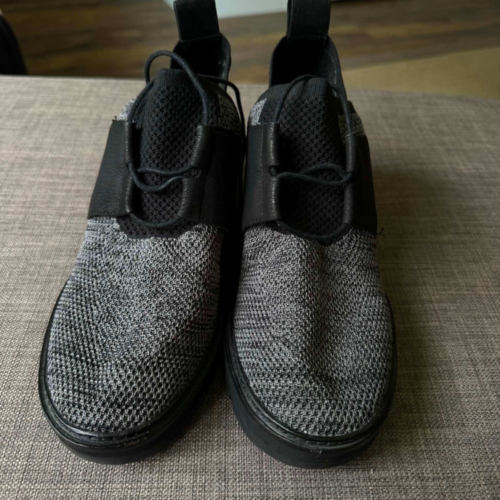 Eileen Fisher Womens Black Grey Knit Leather Platform Sneakers Shoes Size 8